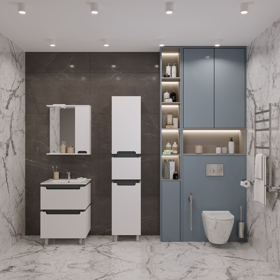 Зеркало-шкаф EvaGold Vesta 75 см EG010435, белый/графит - фото 5