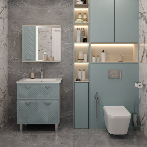 Зеркало-шкаф EvaGold Sky 72 см EG010850, индиго/кашемир - фото 5