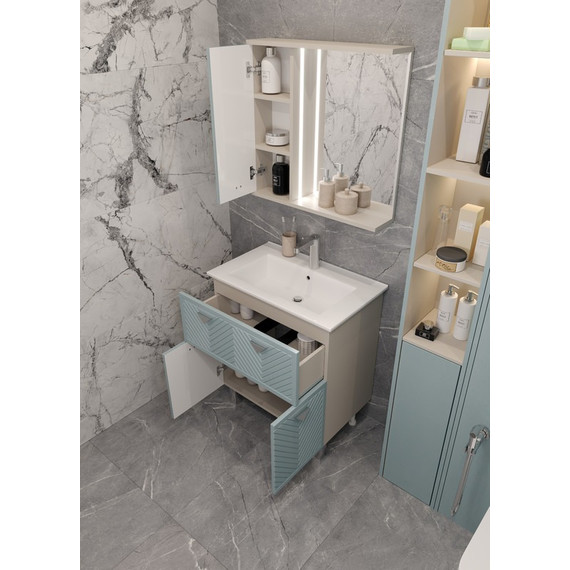 Зеркало-шкаф EvaGold Sky 72 см EG010850, индиго/кашемир - фото 6