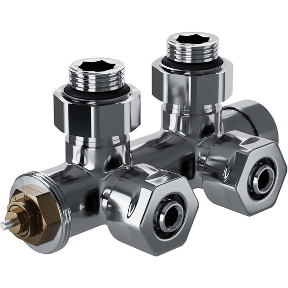 Узел нижнего подключения термостатический угловой Royal Thermo Design Pro 15мм М30х1,5 RANPU11215CH - фото 2