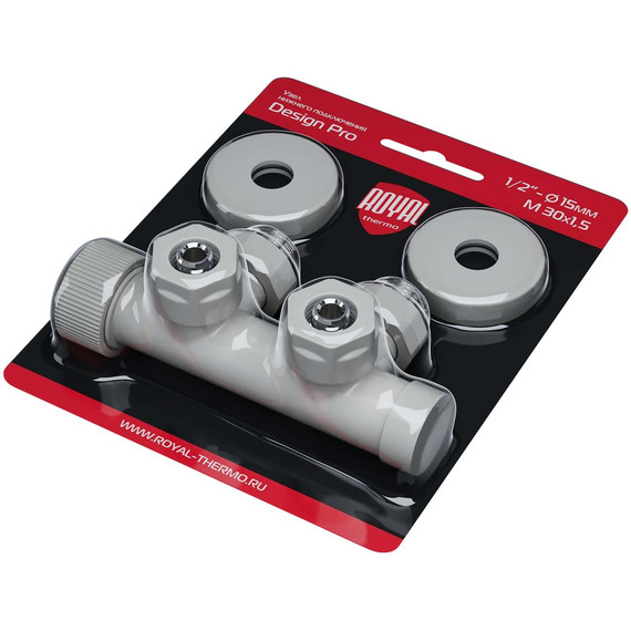 Узел нижнего подключения термостатический угловой Royal Thermo Design Pro 15мм М30х1,5 RANPU11215WH, белый - фото 5