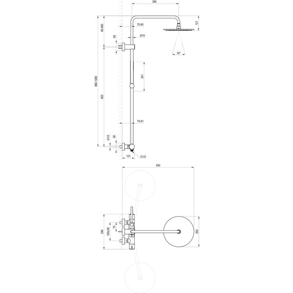 Душевая стойка с термостатом Ravak Spring SG 091.00CR X070539 - фото 4