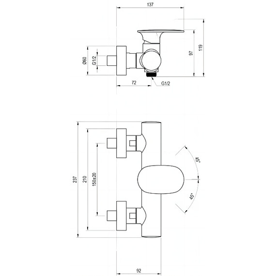 Смеситель для душа Ravak Spring SG 032.20BL X070549, чёрный матовый - фото 2