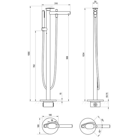 Смеситель для ванны Ravak Spring SG 080.20BL X070556, чёрный матовый - фото 4