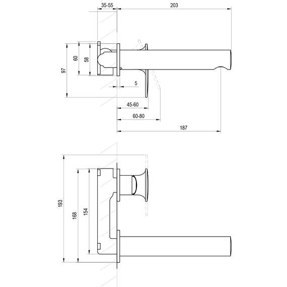 Смеситель для раковины настенный Ravak Spring SG 019.10WHM X070568, белый матовый - фото 5