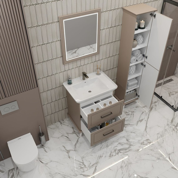 Пенал напольный EvaGold Michael 40 см EG010410, мокка мусс - фото 6