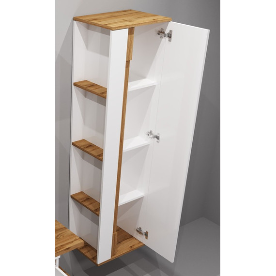 Пенал подвесной EvaGold Forest 45 см EG010935, белый/дуб вотан - фото 5