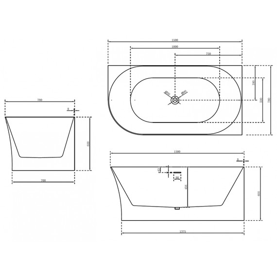 Ванна акриловая Abber AB9258-1.5 R 150x78 см - фото 10