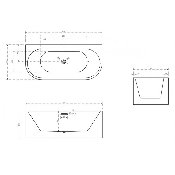 Ванна акриловая Abber AB9310 170x78 см - фото 11