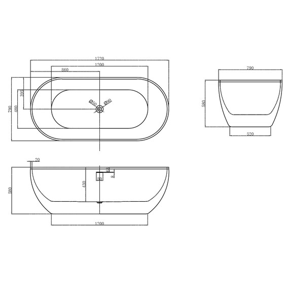 Ванна отдельностоящая Abber AB9241 172x79 см - фото, картинка 11 Ванна отдельностоящая Abber AB9241 172x79 см - фото 11