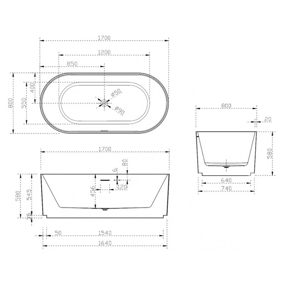 Ванна отдельностоящая Abber AB9325-1.7 170x80 см - фото, картинка 11 Ванна отдельностоящая Abber AB9325-1.7 170x80 см - фото 11