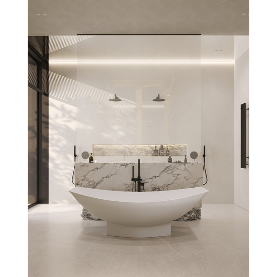 Ванна отдельностоящая Abber Stein 180x80 см AS9610, белый матовый - фото 9