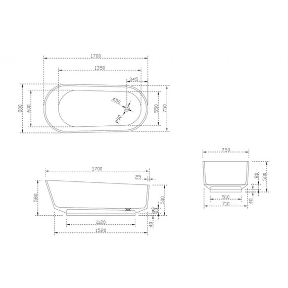 Ванна прозрачная Abber Kristall 170x80 см AT9706Aquamarin, бирюзовый - фото 5
