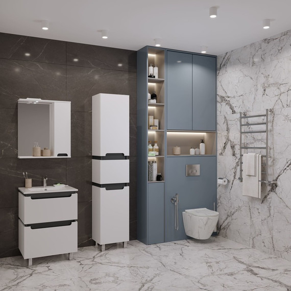 Зеркало-шкаф EvaGold Vesta 58 см EG010417, белый/графит - фото 4