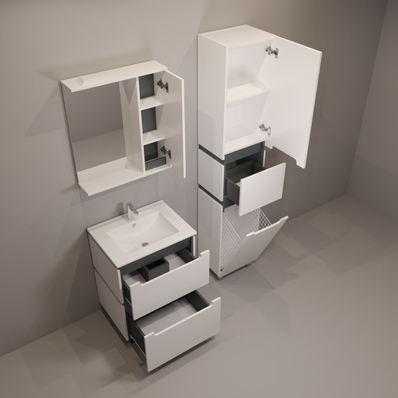 Зеркало-шкаф EvaGold Vesta 58 см EG010417, белый/графит - фото 9