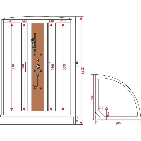 Душевая кабина EvaGold 90х90 см EG210002, белый/прозрачная - фото, картинка 2 Душевая кабина EvaGold 90х90 см EG210002, белый/прозрачная - фото 2
