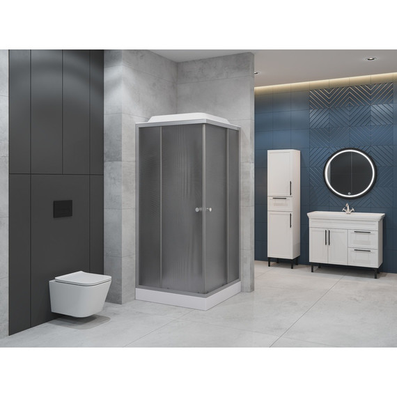 Душевая кабина EvaGold 90х90 см EG210018, чёрный матовый/тонированное рифленое - фото, картинка 2 Душевая кабина EvaGold 90х90 см EG210018, чёрный матовый/тонированное рифленое - фото 2