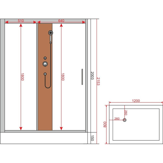 Душевое кабина EvaGold 120x80 см EG210020, хром/прозрачное - фото, картинка 2 Душевое кабина EvaGold 120x80 см EG210020, хром/прозрачное - фото 2