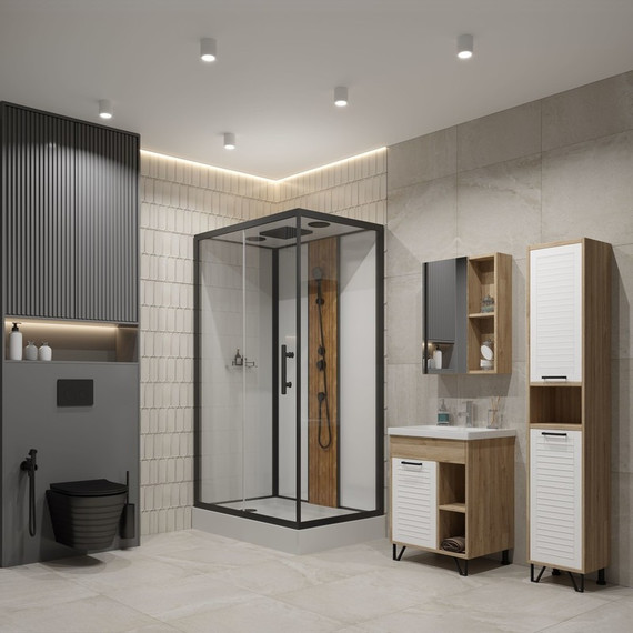 Душевое кабина EvaGold 120x80 см EG210021, чёрный/прозрачное - фото, картинка  Душевое кабина EvaGold 120x80 см EG210021, чёрный/прозрачное - фото