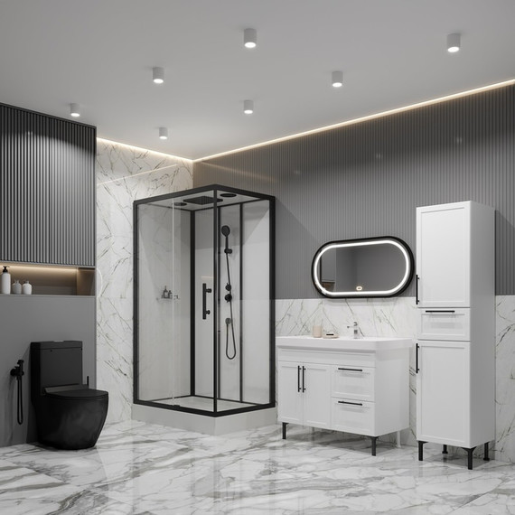 Душевое кабина EvaGold 120x80 см EG210022, чёрный/прозрачное - фото, картинка  Душевое кабина EvaGold 120x80 см EG210022, чёрный/прозрачное - фото