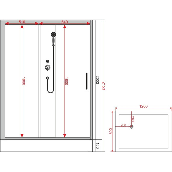Душевое кабина EvaGold 120x80 см EG210023, хром/прозрачное - фото, картинка 2 Душевое кабина EvaGold 120x80 см EG210023, хром/прозрачное - фото 2