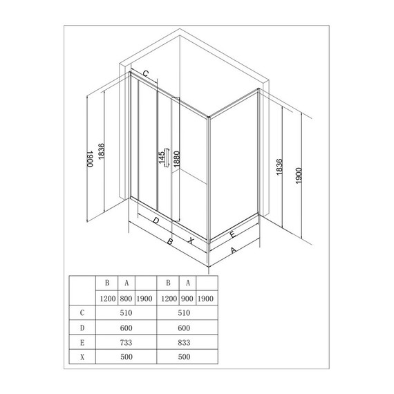 Душевое ограждение EvaGold 120х80 см EG220023, хром/прозрачное - фото, картинка 4 Душевое ограждение EvaGold 120х80 см EG220023, хром/прозрачное - фото 4