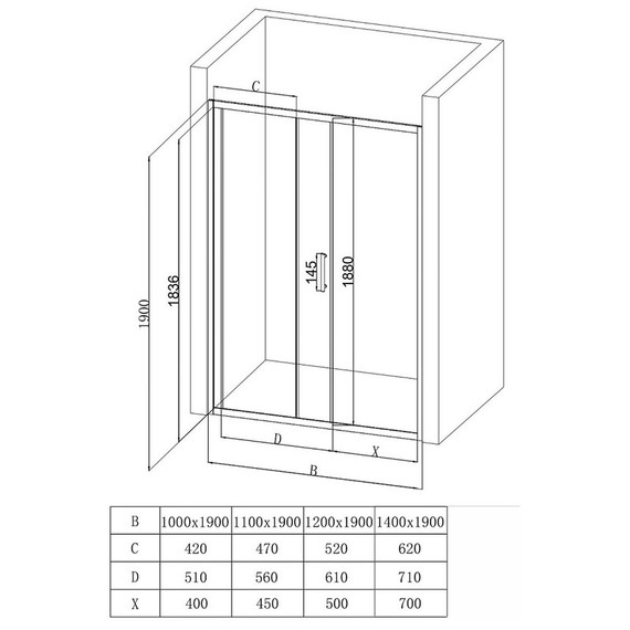Душевая дверь EvaGold 140 см EG220052, хром/рифленое - фото, картинка 2 Душевая дверь EvaGold 140 см EG220052, хром/рифленое - фото 2