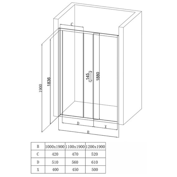Душевая дверь EvaGold 120 см EG220055, чёрный/тонированное - фото, картинка 2 Душевая дверь EvaGold 120 см EG220055, чёрный/тонированное - фото 2