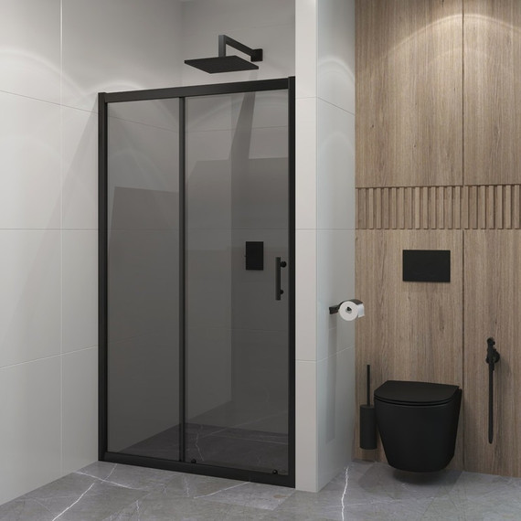 Душевая дверь EvaGold 120 см EG220055, чёрный/тонированное - фото, картинка  Душевая дверь EvaGold 120 см EG220055, чёрный/тонированное - фото