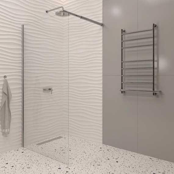 Душевая перегородка EvaGold 90 см EG220059 (стекло 8 мм) с кронштейном в комплекте, хром/прозрачное - фото, картинка  Душевая перегородка EvaGold 90 см EG220059 (стекло 8 мм) с кронштейном в комплекте, хром/прозрачное - фото