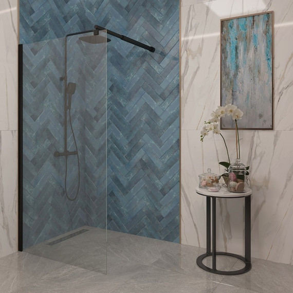 Душевая перегородка EvaGold 100 см EG220063 (стекло 8 мм) с кронштейном в комплекте, чёрный/прозрачное - фото, картинка  Душевая перегородка EvaGold 100 см EG220063 (стекло 8 мм) с кронштейном в комплекте, чёрный/прозрачное - фото