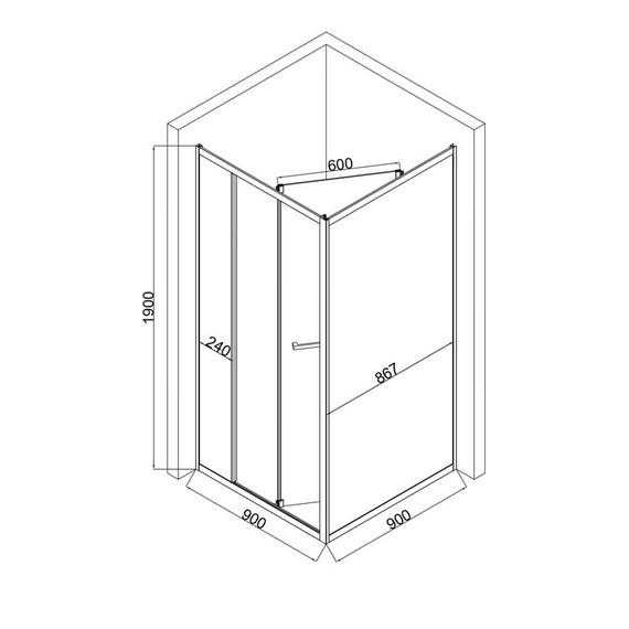 Душевое ограждение EvaGold 90х90 см EG220078, хром/прозрачное - фото 3