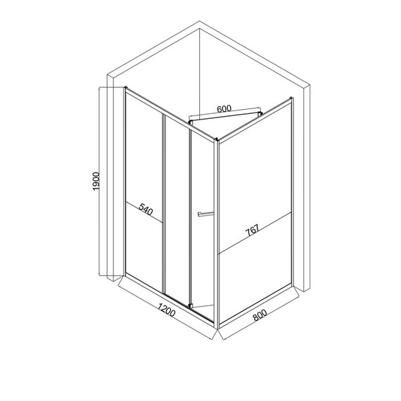 Душевое ограждение EvaGold 120х80 см EG220080, хром/прозрачное - фото 3
