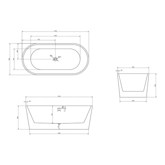 Ванна акриловая Abber 170x80 см AB9209MW, белый матовый - фото 11