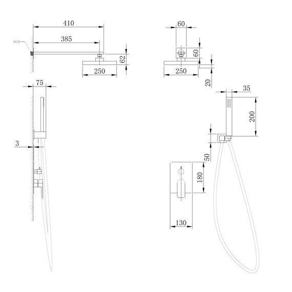Душевая система для ванны Abber Emotion AF8817G, золото матовое - фото 4