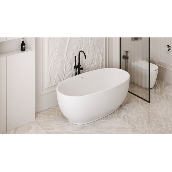 Ванна каменная Abber Stein 150x78 см AS9641-1.5, белый матовый, Размер - мм: 1500х800 - фото 9