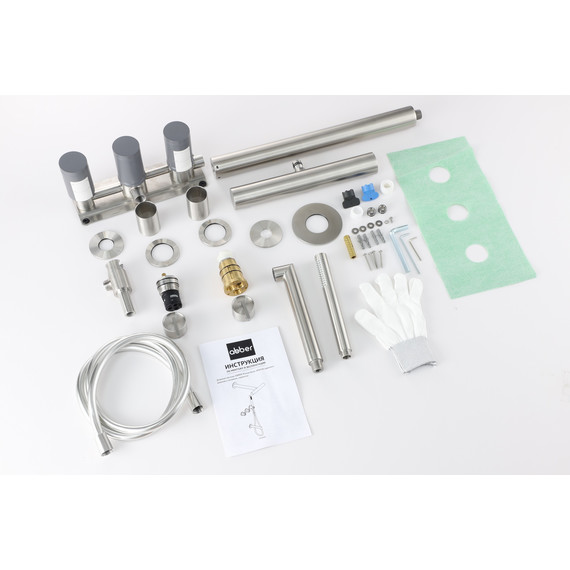 Душевая система для ванны с термостатом Abber Rund AF8753NG, никель - фото 2