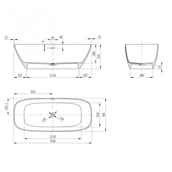 Ванна каменная Abber Stein 165x70 см AS9632, белый матовый - фото 13