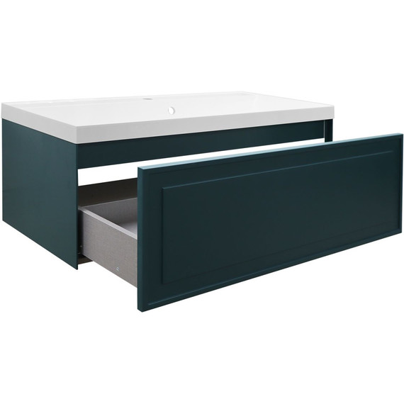 Тумба подвесная с раковиной Azario Belloni 100 см CS00098074, зелёный - фото 4