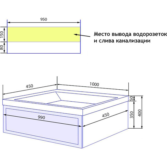 Тумба подвесная с раковиной Azario Belloni 100 см CS00098076, синий - фото 8