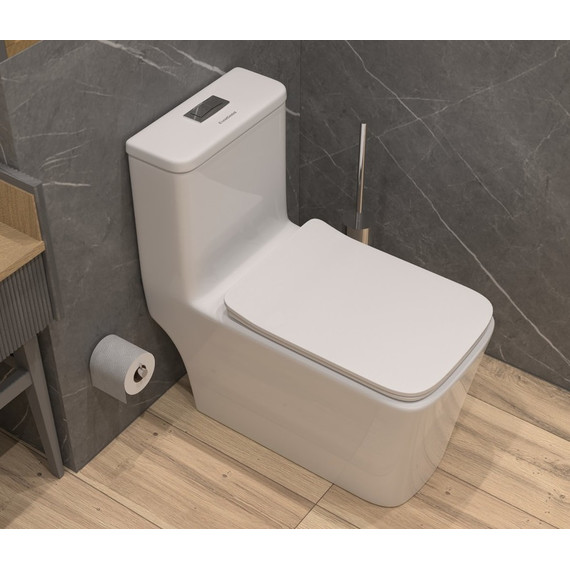 Унитаз-моноблок безободковый EvaGold EG050004 с тонкой крышкой микролифт - фото, картинка  Унитаз-моноблок безободковый EvaGold EG050004 с тонкой крышкой микролифт - фото