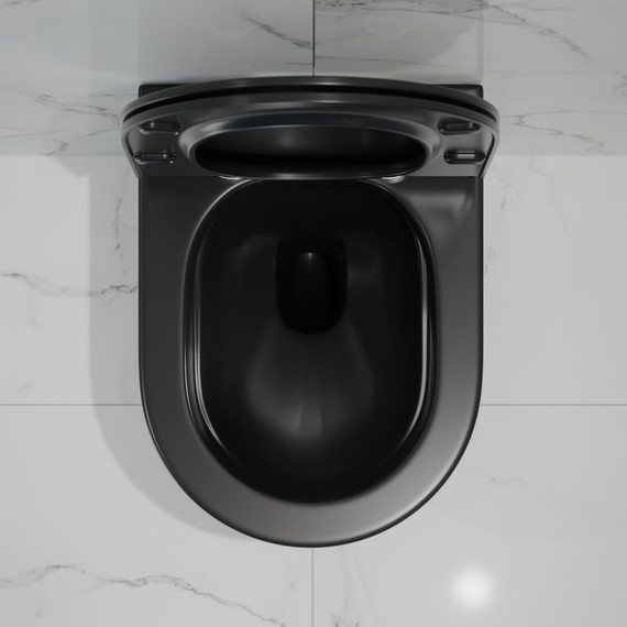 Унитаз подвесной безободковый EvaGold EG070003 с тонкой крышкой микролифт, чёрный матовый - фото, картинка 3 Унитаз подвесной безободковый EvaGold EG070003 с тонкой крышкой микролифт, чёрный матовый - фото 3