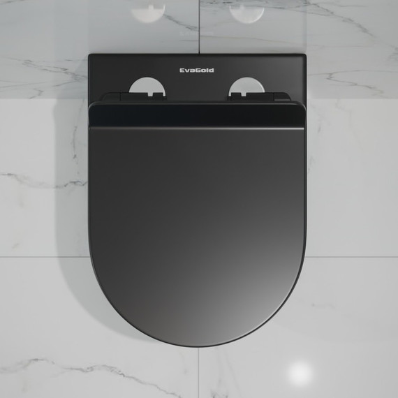 Унитаз подвесной безободковый EvaGold EG070003 с тонкой крышкой микролифт, чёрный матовый - фото, картинка 6 Унитаз подвесной безободковый EvaGold EG070003 с тонкой крышкой микролифт, чёрный матовый - фото 6