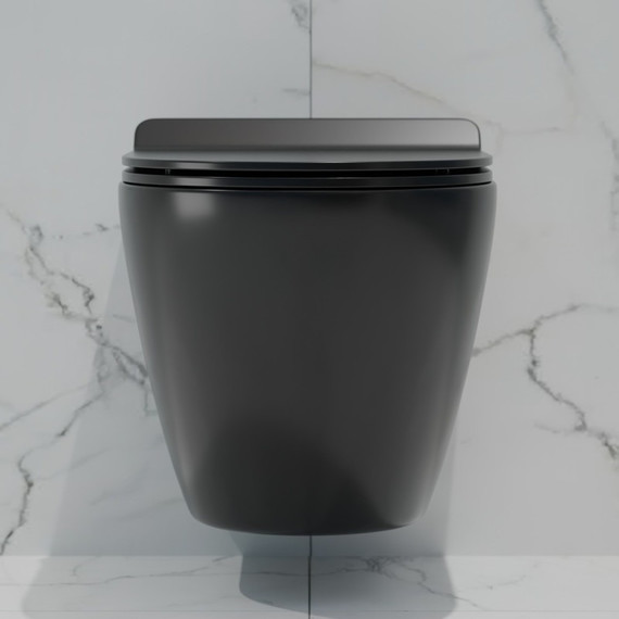 Унитаз подвесной безободковый EvaGold EG070003 с тонкой крышкой микролифт, чёрный матовый - фото, картинка 7 Унитаз подвесной безободковый EvaGold EG070003 с тонкой крышкой микролифт, чёрный матовый - фото 7