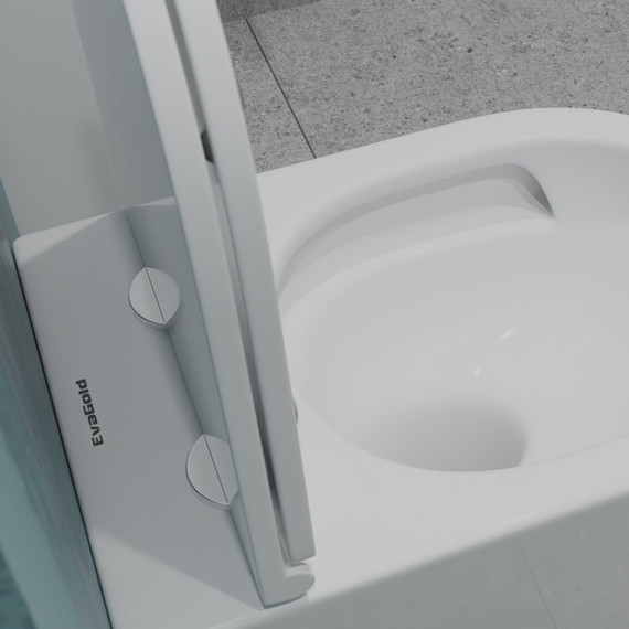 Унитаз подвесной безободковый EvaGold EG070007 с тонкой крышкой микролифт - фото, картинка 2 Унитаз подвесной безободковый EvaGold EG070007 с тонкой крышкой микролифт - фото 2