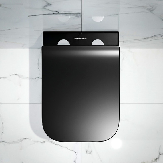 Унитаз подвесной безободковый EvaGold EG070009 с тонкой крышкой микролифт, чёрный матовый - фото, картинка 2 Унитаз подвесной безободковый EvaGold EG070009 с тонкой крышкой микролифт, чёрный матовый - фото 2