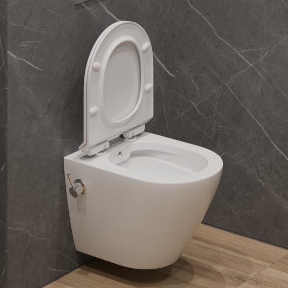 Унитаз-биде подвесной безободковый EvaGold EG070012 с тонкой крышкой микролифт - фото, картинка 4 Унитаз-биде подвесной безободковый EvaGold EG070012 с тонкой крышкой микролифт - фото 4