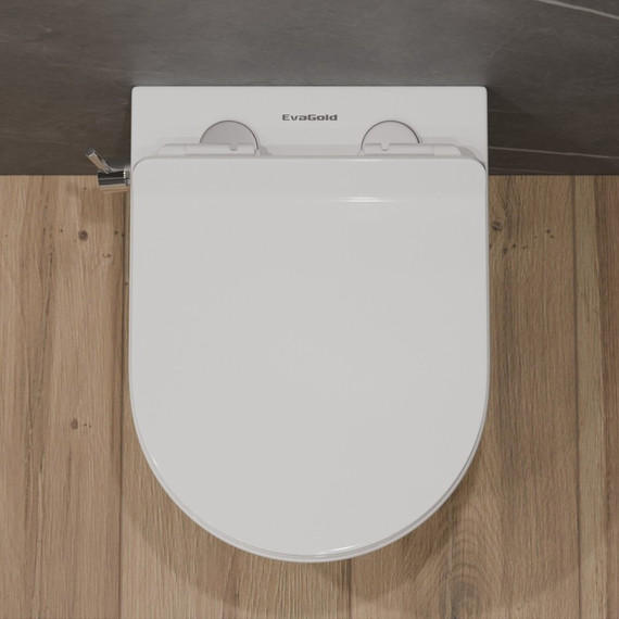Унитаз-биде подвесной безободковый EvaGold EG070012 с тонкой крышкой микролифт - фото, картинка 7 Унитаз-биде подвесной безободковый EvaGold EG070012 с тонкой крышкой микролифт - фото 7