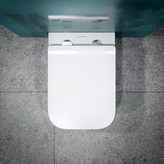 Унитаз подвесной безободковый EvaGold EG070018 с тонкой крышкой микролифт, белый мрамор - фото, картинка 6 Унитаз подвесной безободковый EvaGold EG070018 с тонкой крышкой микролифт, белый мрамор - фото 6