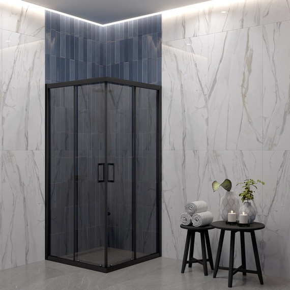 Душевое ограждение EvaGold 90х90 см EG220069, чёрный/тонированное - фото, картинка  Душевое ограждение EvaGold 90х90 см EG220069, чёрный/тонированное - фото